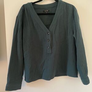 Madewell Teal Button-Up Blouse